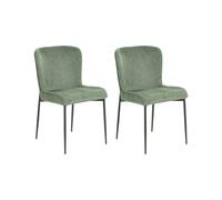 Beliani Set Of 2 Dining Chairs Ada Fabric Dark Green