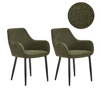Set of 2 Dining Chairs ALDEN Boucle Dark Green