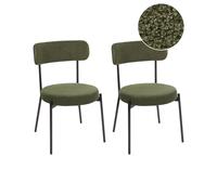 Set of 2 Dining Chairs ALLISON Boucle Dark Green