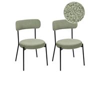 Set of 2 Dining Chairs ALLISON Boucle Light Green