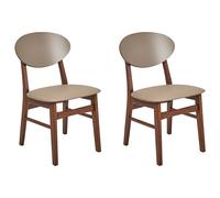 Beliani Set Of 2 Dining Chairs Amery Wood Light Brown