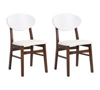 Set of 2 Dining Chairs AMERY Wood Off-White/ Brown