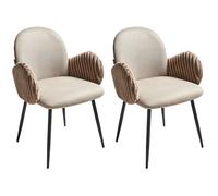 Beliani Set Of 2 Dining Chairs Amity Fabric Taupe