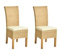 Set of 2 Dining Chairs ANDES Rattan Natural