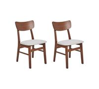 Set of 2 Dining Chairs ANOKA Wood Brown/ Grey