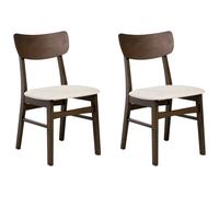 Beliani Set of 2 Dining Chairs ANOKA Wood Dark Brown/ Beige, Brown