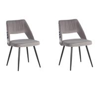 Beliani Set Of 2 Dining Chairs Ansley Velvet Grey, Grey