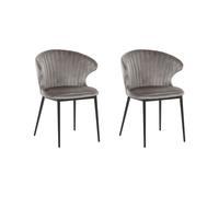 Set of 2 Dining Chairs AUGUSTA Velvet Grey