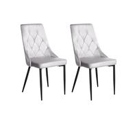Beliani Set Of 2 Dining Chairs Avenir Velvet Light Grey