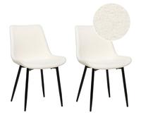 Set of 2 Dining Chairs AVILLA Boucle White