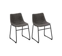 Set of 2 Dining Chairs BATAVIA Fabric Dark Grey