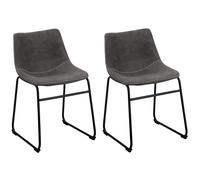 Beliani Set Of 2 Dining Chairs Batavia Fabric Dark Grey