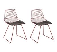 Beliani Set Of 2 Dining Chairs Beatty Metal Rose Gold