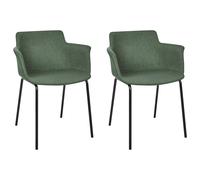 Beliani Set Of 2 Dining Chairs Belfield Fabric Green