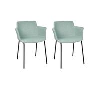 Beliani Set Of 2 Dining Chairs Belfield Fabric Mint Green