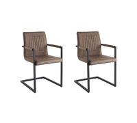 Set of 2 Dining Chairs BRANDOL Faux Leather Brown