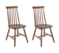 Set of 2 Dining Chairs BURBANK Wood Brown