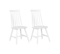 Beliani Set Of 2 Dining Chairs Burbank Wood White
