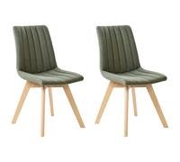 Set of 2 Dining Chairs CALGARY Fabric Dark Green