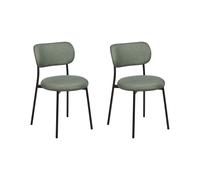 Beliani Set Of 2 Dining Chairs Casey Fabric Dark Green