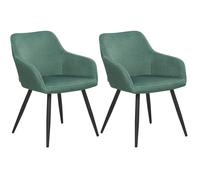 Set of 2 Dining Chairs CASMALIA Velvet Dark Green