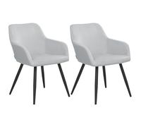 Set of 2 Dining Chairs CASMALIA Velvet Light Grey