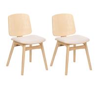Beliani Set Of 2 Dining Chairs Charleston Wood Light Brown/ Light Beige