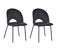 Set of 2 Dining Chairs COVELO Velvet Black