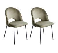 Beliani Set Of 2 Dining Chairs Covelo Velvet Dark Green