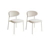 Set of 2 Dining Chairs COWLEY Chenille Light Beige
