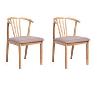 Set of 2 Dining Chairs CRAIG Wood Light Brown/ Taupe