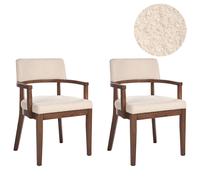Set of 2 Dining Chairs DALBO Boucle Brown/ Light Beige
