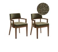 Set of 2 Dining Chairs DALBO Boucle Dark Brown/ Green