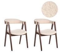 Beliani Set of 2 Dining Chairs DAY Boucle Dark Brown/ Beige, Cream