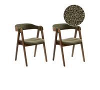 Set of 2 Dining Chairs DAY Boucle Dark Brown/ Green