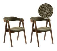 Set of 2 Dining Chairs DAY Boucle Dark Brown/ Green