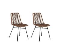 Beliani Set Of 2 Dining Chairs Dilley Rattan Brown