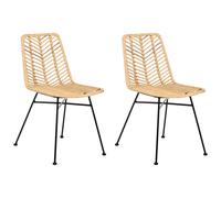 Set of 2 Dining Chairs DILLEY Rattan Natural