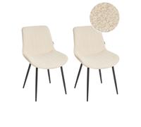 Set of 2 Dining Chairs DUBROVNIK Boucle Light Beige