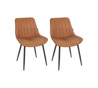 Beliani Set Of 2 Dining Chairs Dubrovnik Faux Leather Brown, Brown