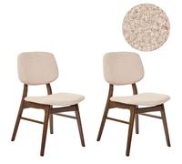 Set of 2 Dining Chairs ELAINE Boucle Dark Brown/ Beige