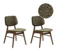 Set of 2 Dining Chairs ELAINE Boucle Dark Brown/ Green