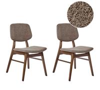 Set of 2 Dining Chairs ELAINE Boucle Dark Brown/ Taupe