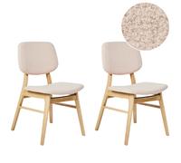 Beliani Set of 2 Dining Chairs ELAINE Wood Light Brown/ Beige, Brown