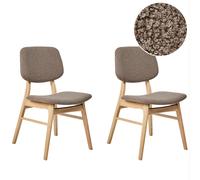 Beliani Set Of 2 Dining Chairs Ella Wood Light Brown/ Taupe