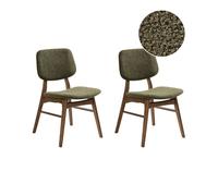 Set of 2 Dining Chairs ELAINE Boucle Dark Brown/ Green