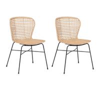 Set of 2 Dining Chairs ELFROS Rattan Natural