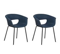 Set of 2 Dining Chairs ELMA Fabric Dark Blue
