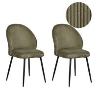 Set of 2 Dining Chairs ELOY Corduroy Dark Green