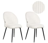Beliani Set of 2 Dining Chairs ELOY Corduroy Off-White, White